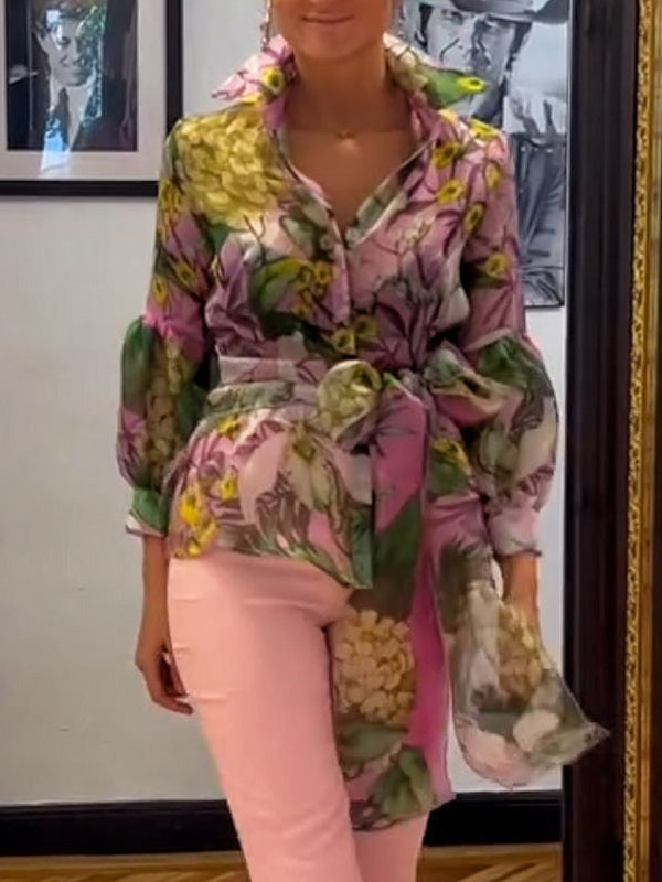 Fashionable and elegant printed long-sleeved shirt