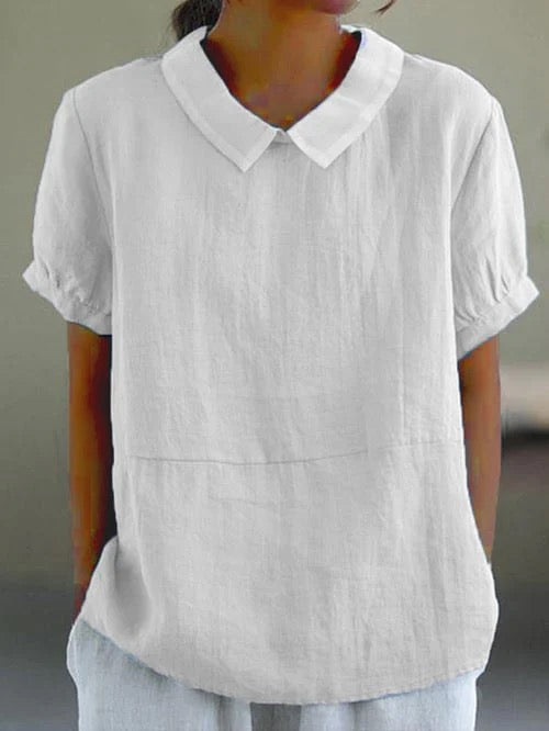 Short-sleeved Cotton Collared Shirt
