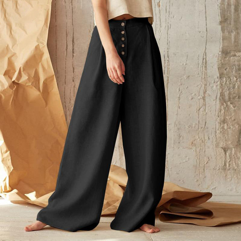 Vintage Plain Button Down Pocket Pants