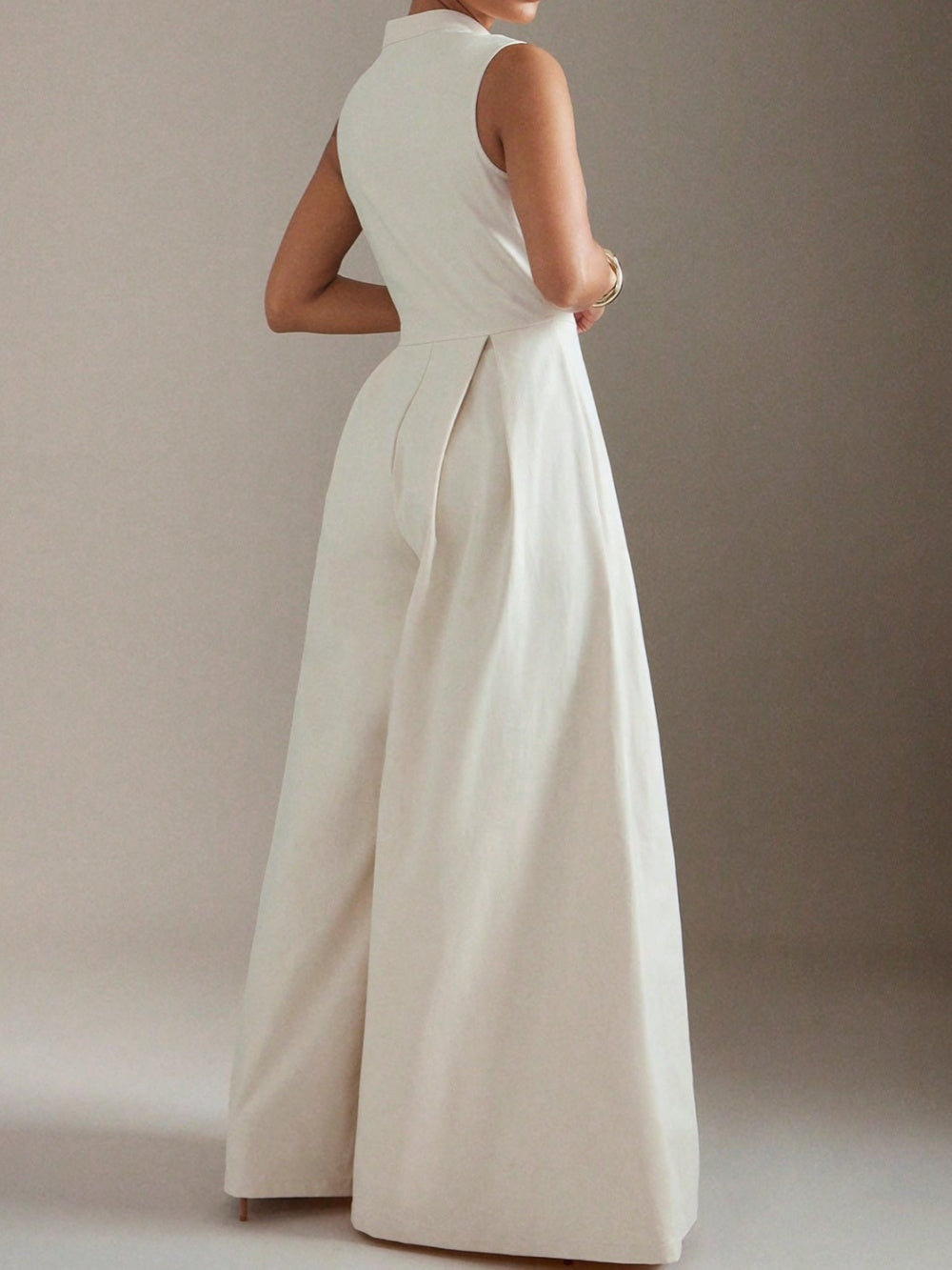 Wide Leg Zip-Up Sleeveless Jumpsuit
