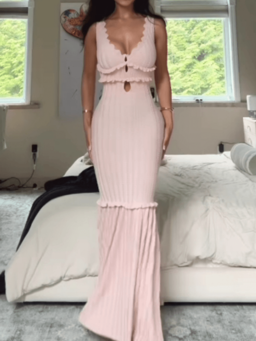 Off-Shoulder Ruffle Detail Dress
