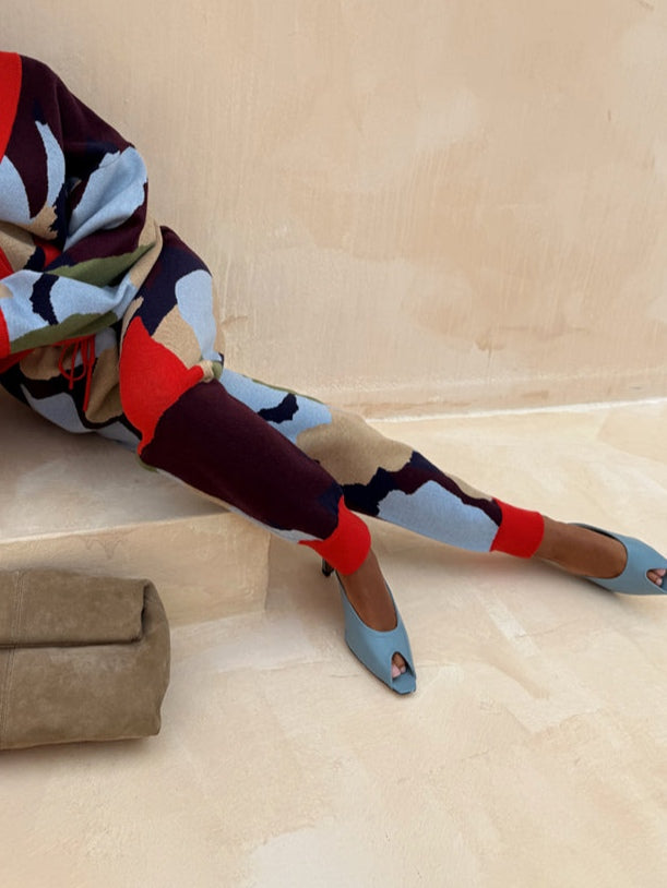 Abstract Geometric Pattern Knitted Pants
