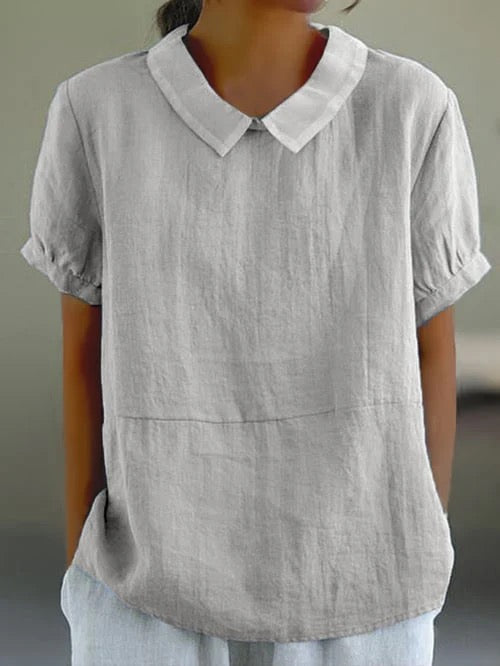 Short-sleeved Cotton Collared Shirt