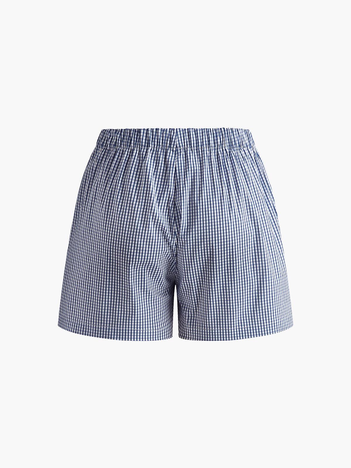 Plaid Lace Up Shorts Set