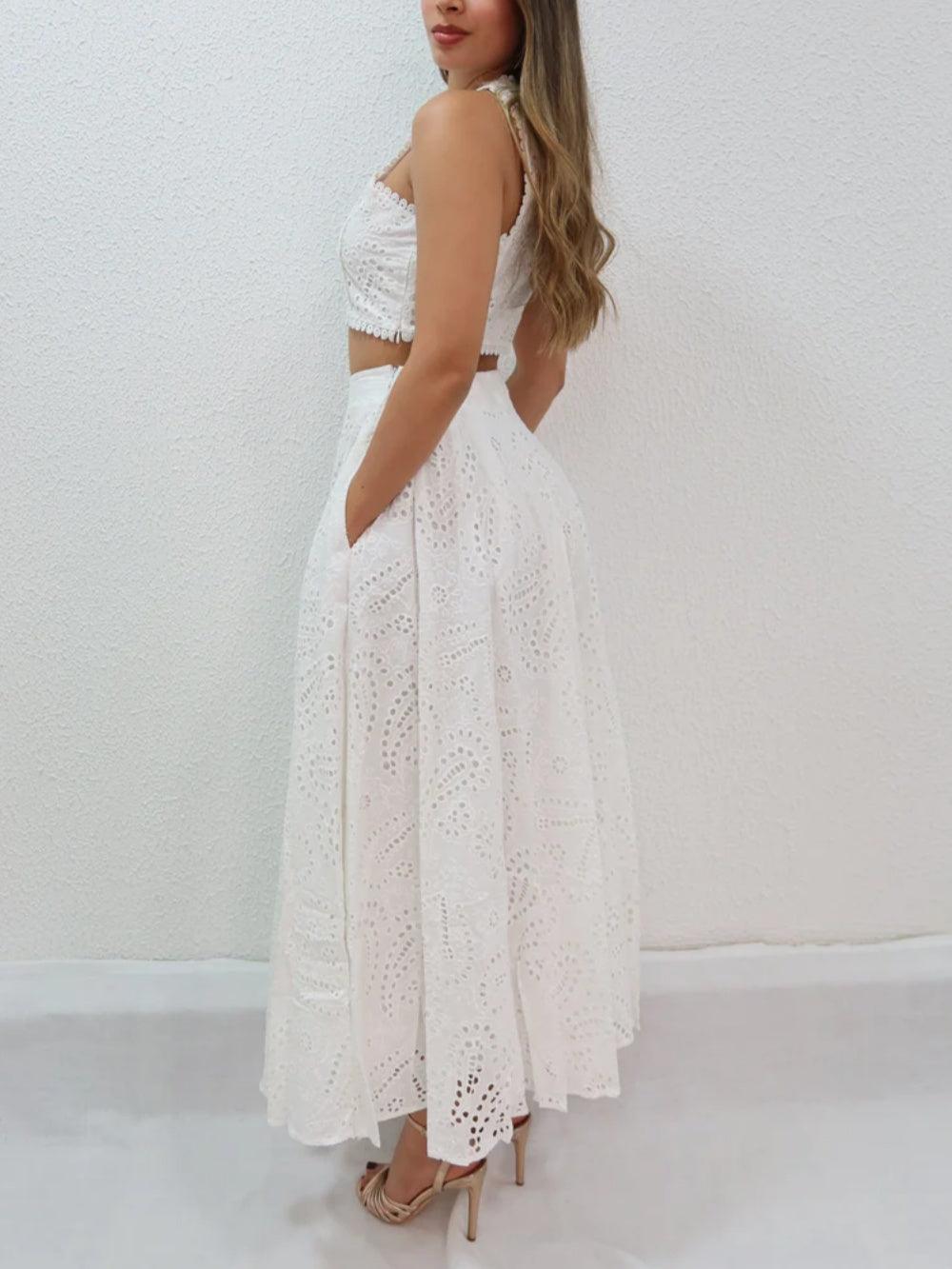 Cashew flower textured long skirt suit