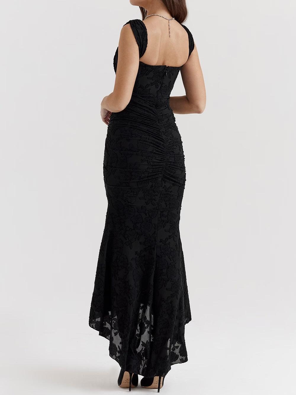 Black bell floral maxi dress